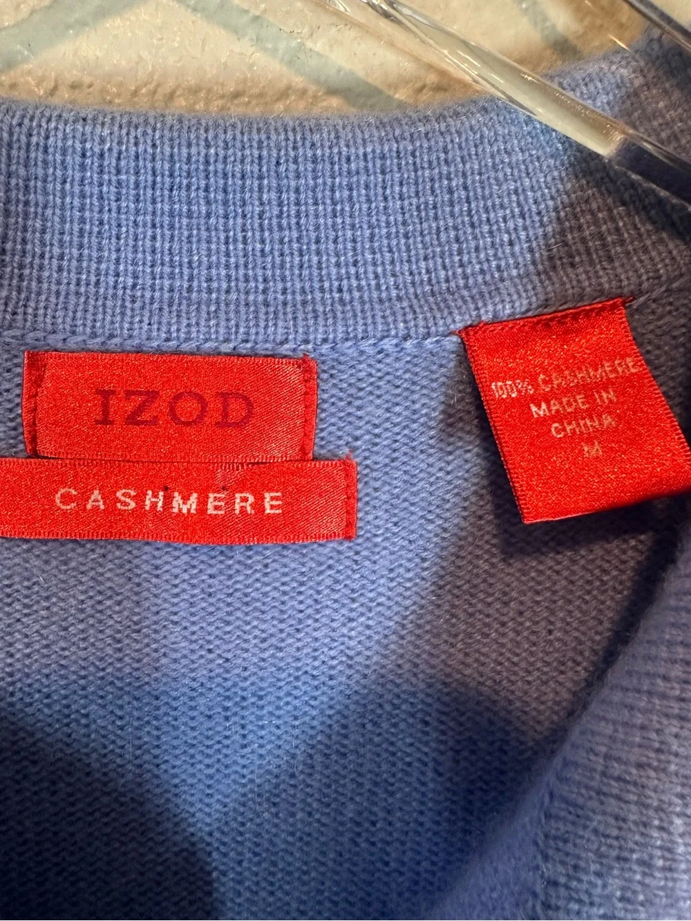 Vintage IZOD Men's Medium Blue Cashmere Polo Style Sweater